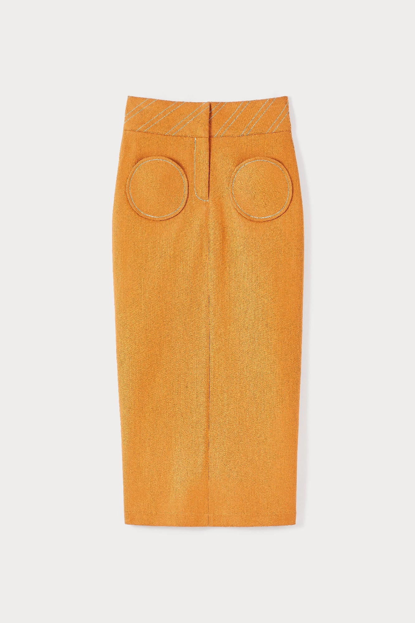ORANGE TAKASHI DENIM  jupe crayon en jean avec poches circulaires