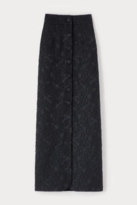BLACK  IVAN EMBOSSED jupe midi boutonnée en relief avec bordure tressée