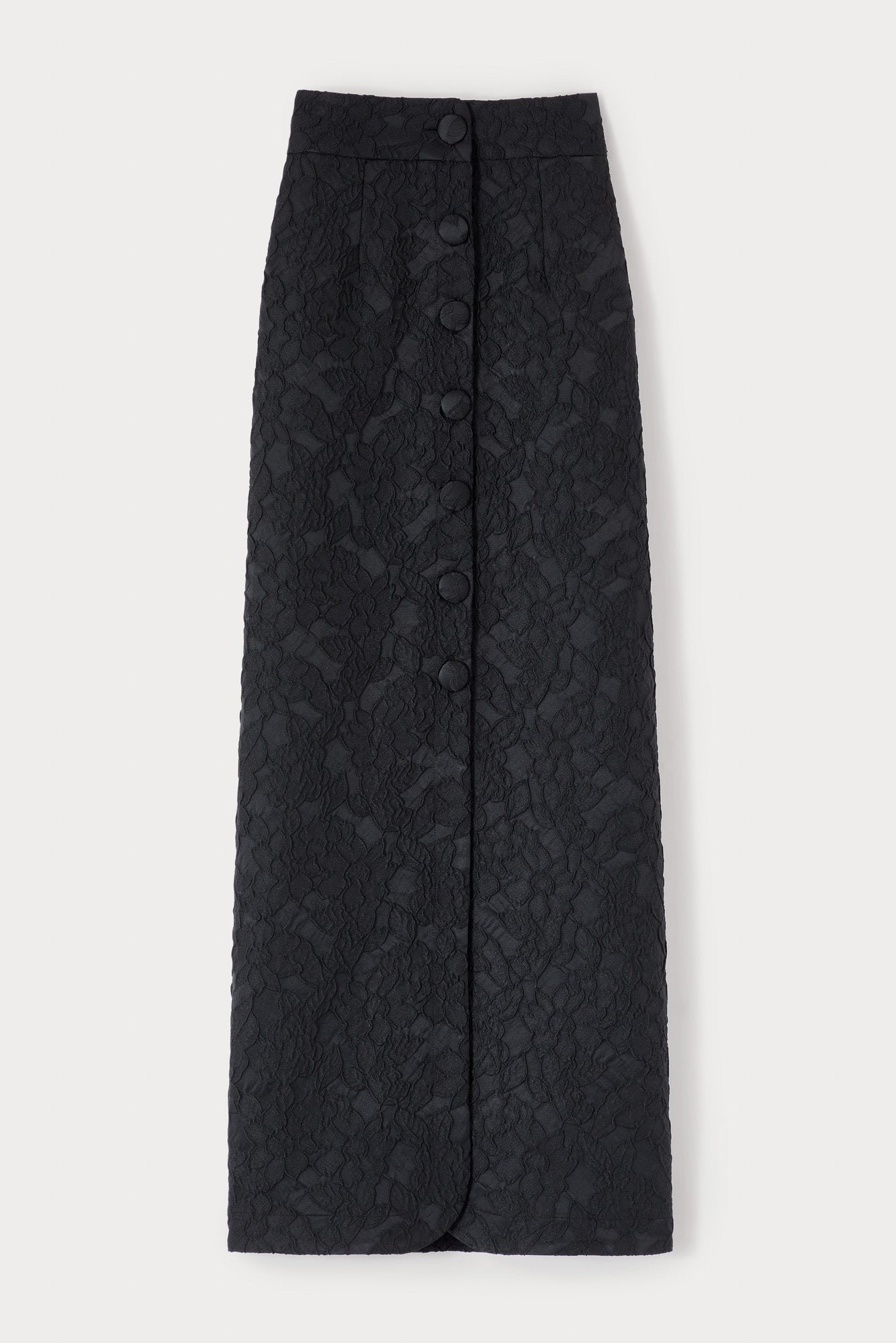 BLACK  IVAN EMBOSSED jupe midi boutonnée en relief avec bordure tressée