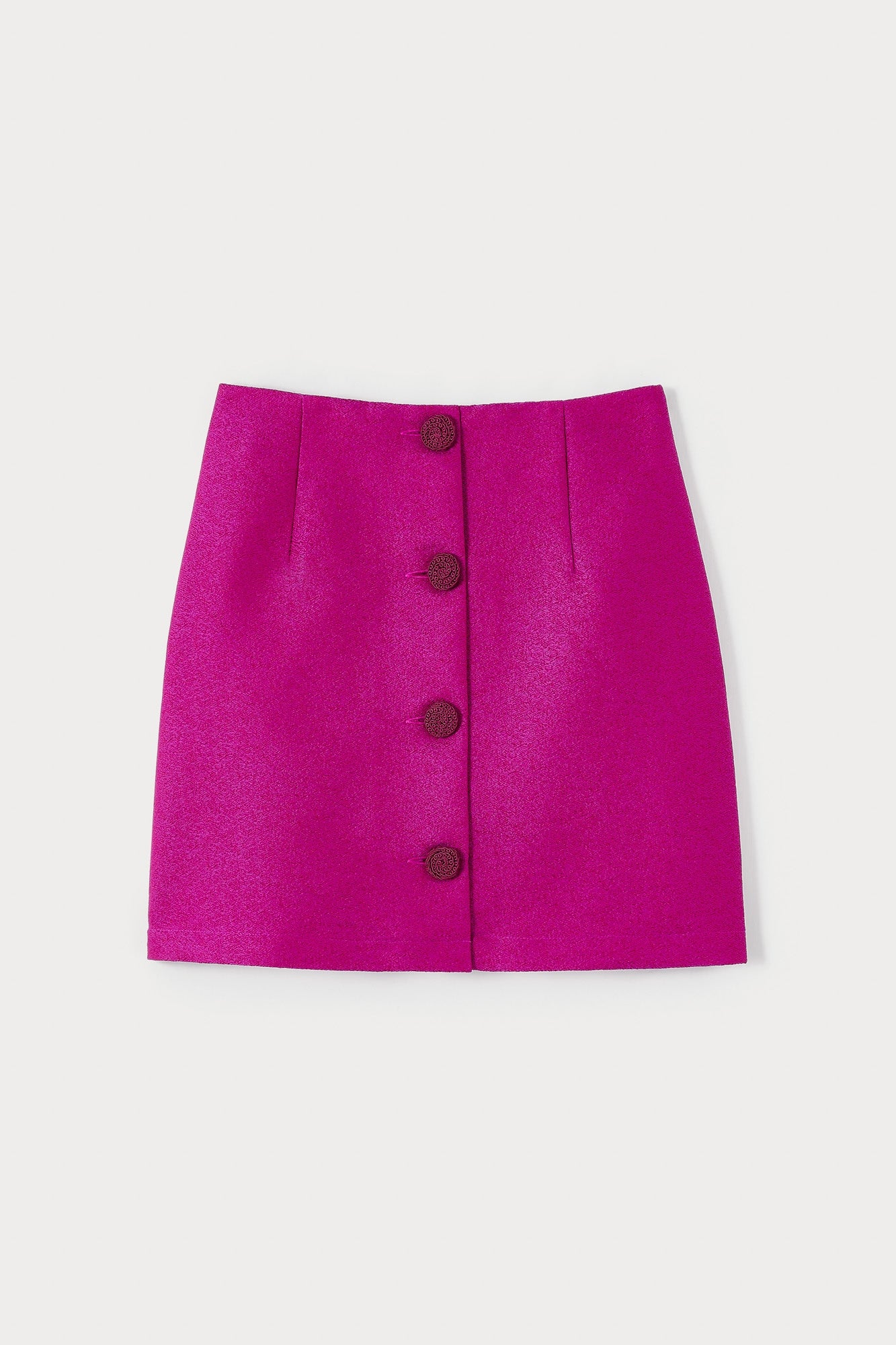 FUCHSIA LUCIO CREPE  mini-jupe en crêpe à boutons