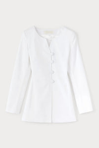 Top Claude à boutons en popeline - White