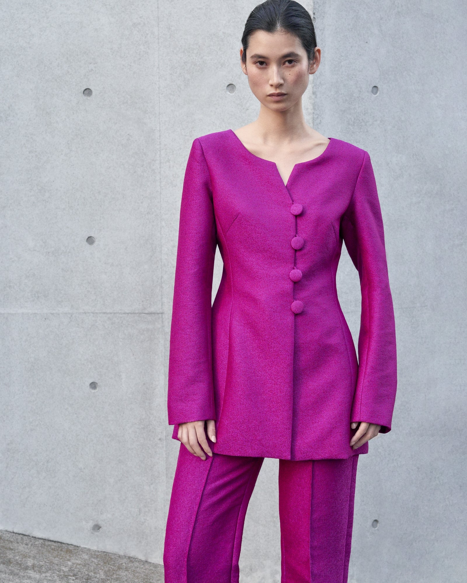 FUCHSIA CLAUDE CREPE chemise ajustée en crêpe avec détails boutonnés