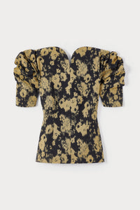 BLACK & OCHRE JANET BLURRY Haut flou à manches bouffantes