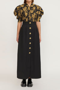 BLACK & OCHRE JANET BLURRY Haut flou à manches bouffantes