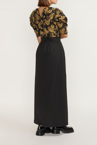 BLACK & OCHRE JANET BLURRY Haut flou à manches bouffantes