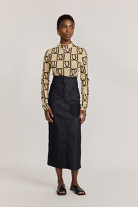 Top Emma en mesh fin monogrammé - Beige & Black