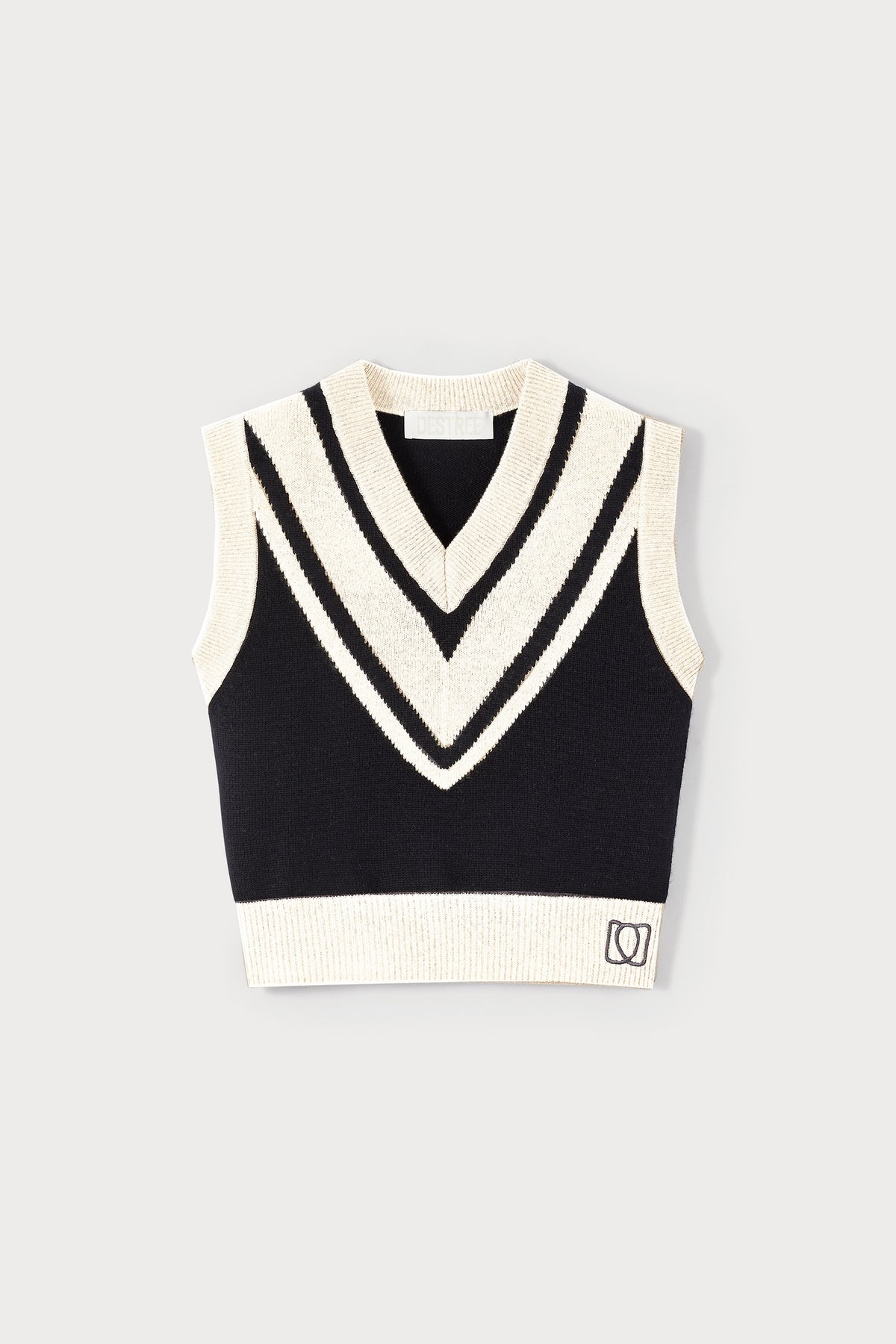 Pull Thilo sans manche en laine - Black & White