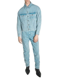 LIGHT BLUE // light blue spiral oversized denim jacket