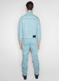 LIGHT BLUE // light blue spiral oversized denim jacket
