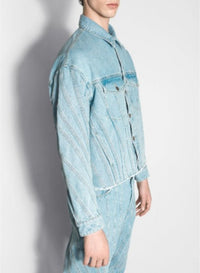 LIGHT BLUE // light blue spiral oversized denim jacket