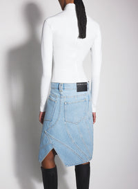 WASHED BLACK SPIRAL DENIM SKIRT