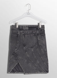 WASHED BLACK SPIRAL DENIM SKIRT