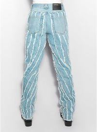 LIGHT BLUE // blue spiral baggy jeans