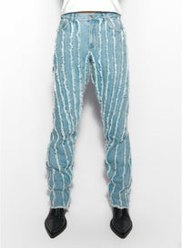 LIGHT BLUE // blue spiral baggy jeans
