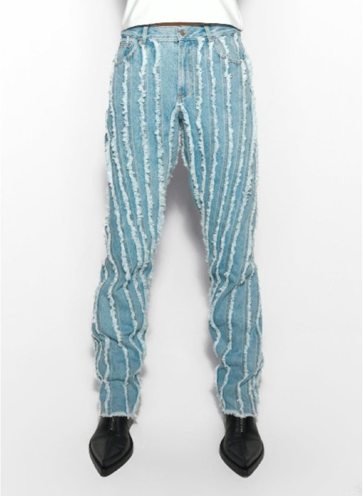 LIGHT BLUE // blue spiral baggy jeans