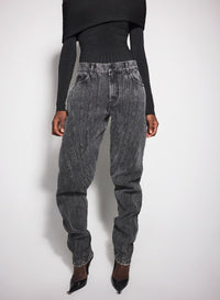 WASHED BLACK // black spiral baggy jeans