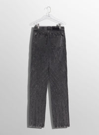 WASHED BLACK // black spiral baggy jeans