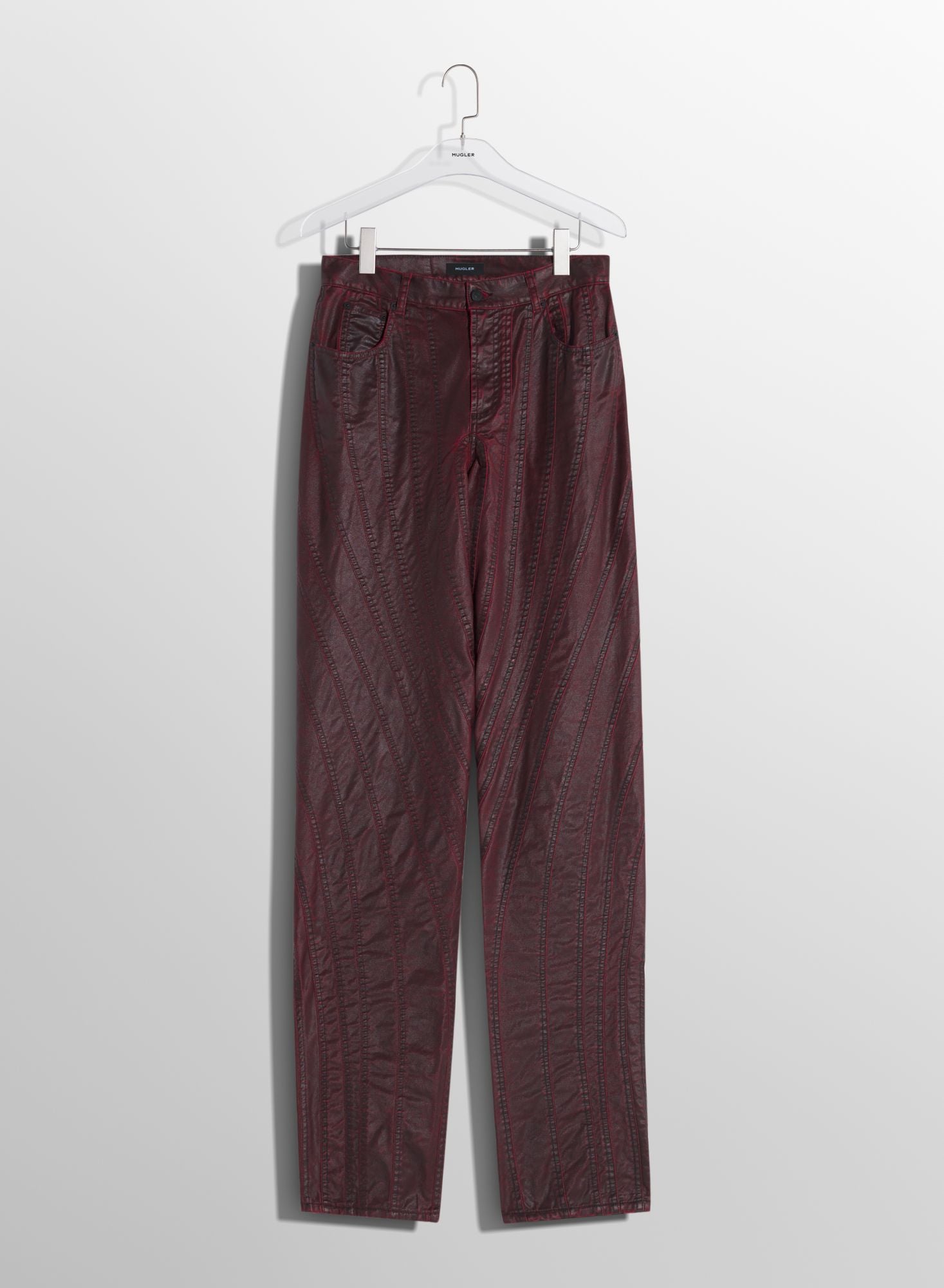 VAMPIRE RED WAXED SPIRAL BAGGY JEANS