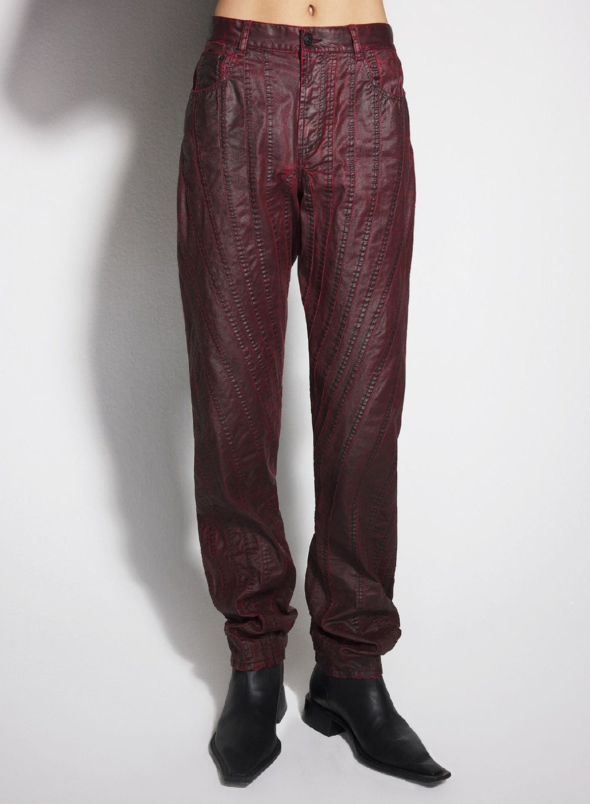 VAMPIRE // vampire red waxed spiral baggy jeans