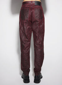 VAMPIRE RED WAXED SPIRAL BAGGY JEANS