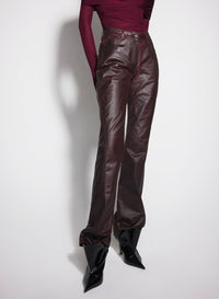 VAMPIRE RED WAXED DENIM PANTS