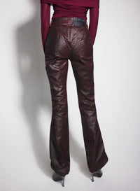 VAMPIRE RED WAXED DENIM PANTS