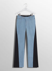 BLUE BI-COLOR STRAIGHT LEG JEANS