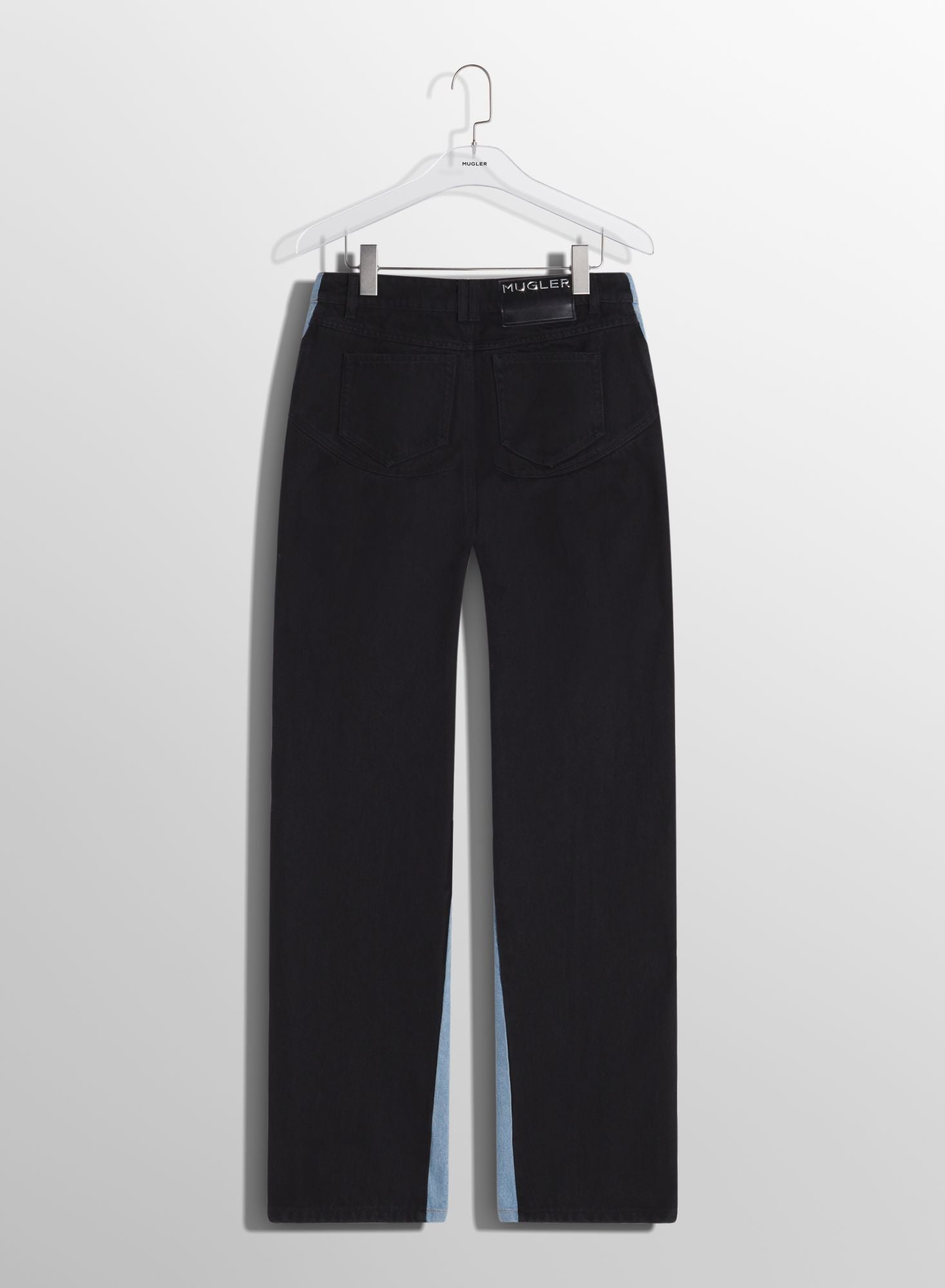 BLUE BI-COLOR STRAIGHT LEG JEANS