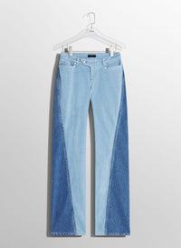 BLUE BI-COLOR STRAIGHT LEG JEANS