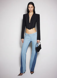 BLUE BI-COLOR STRAIGHT LEG JEANS
