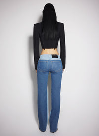 BLUE BI-COLOR STRAIGHT LEG JEANS