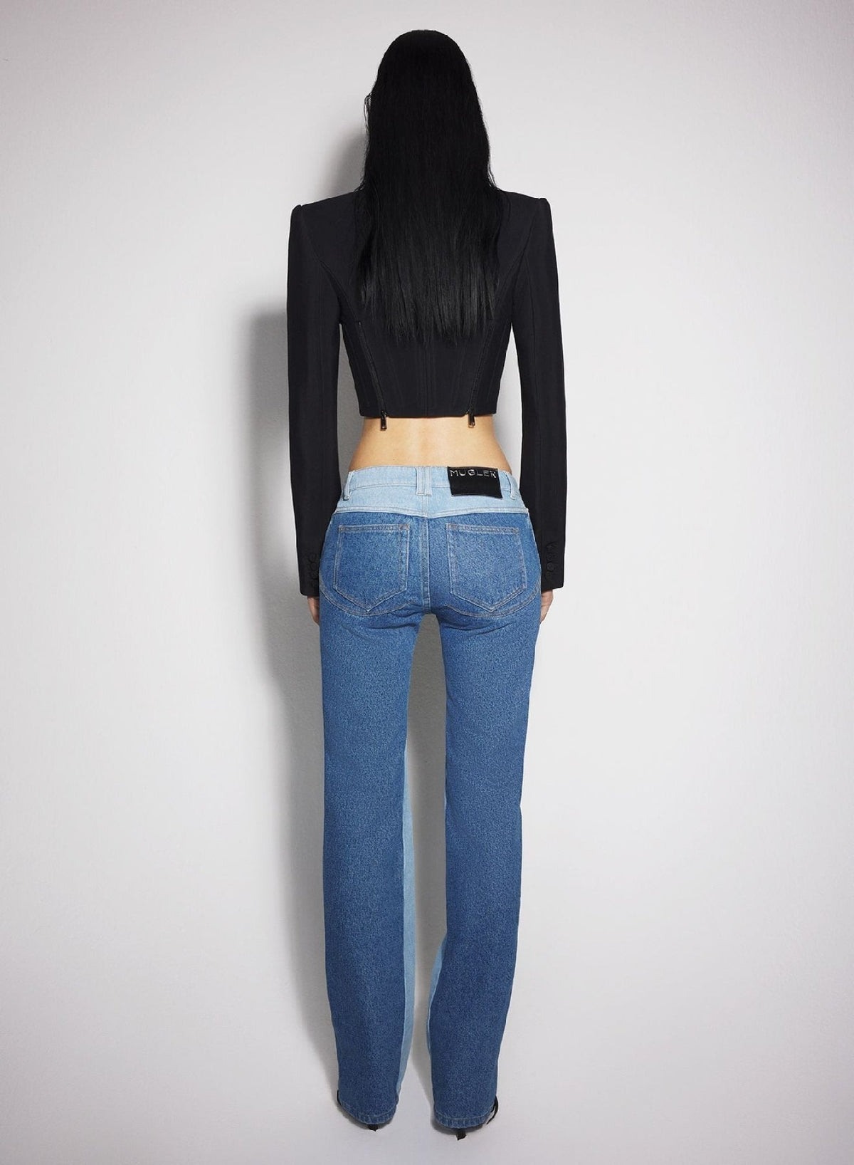 TOKYO BLUE / BLACK // blue bi-color straight leg jeans