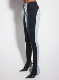 BLUE BI-COLOR SKINNY JEANS