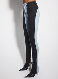 TOKYO BLUE / BLACK // blue bi-color skinny jeans