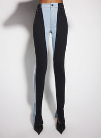 TOKYO BLUE / BLACK // blue bi-color skinny jeans
