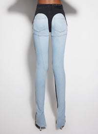 TOKYO BLUE / BLACK // blue bi-color skinny jeans