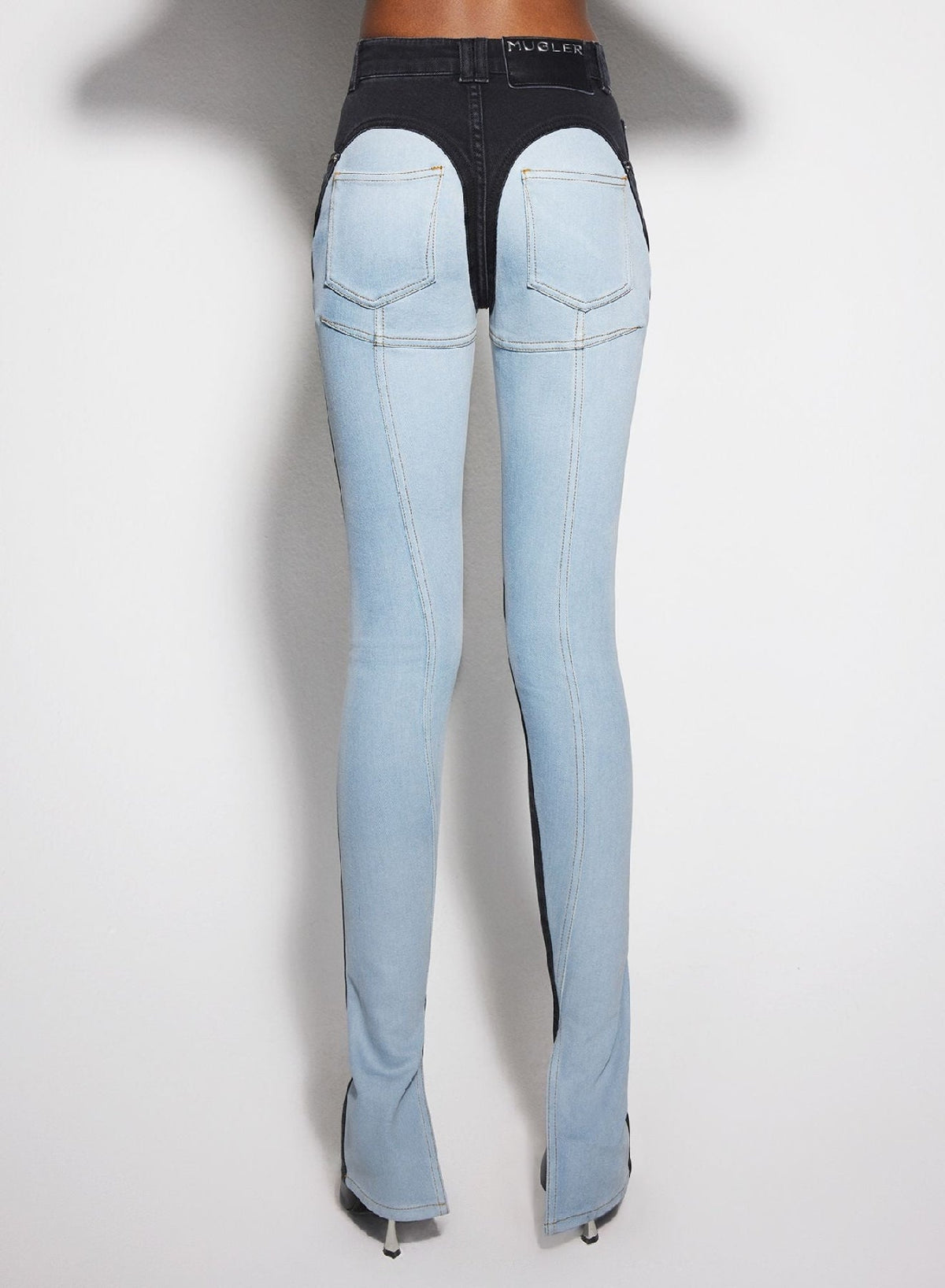 TOKYO BLUE / BLACK // blue bi-color skinny jeans