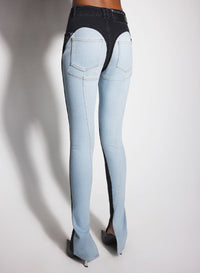 TOKYO BLUE / BLACK // blue bi-color skinny jeans