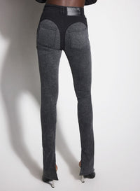 WASHED BLACK / BLACK // black bi-color skinny jeans
