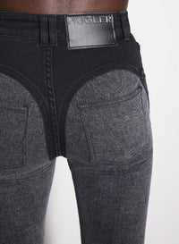 WASHED BLACK / BLACK // black bi-color skinny jeans