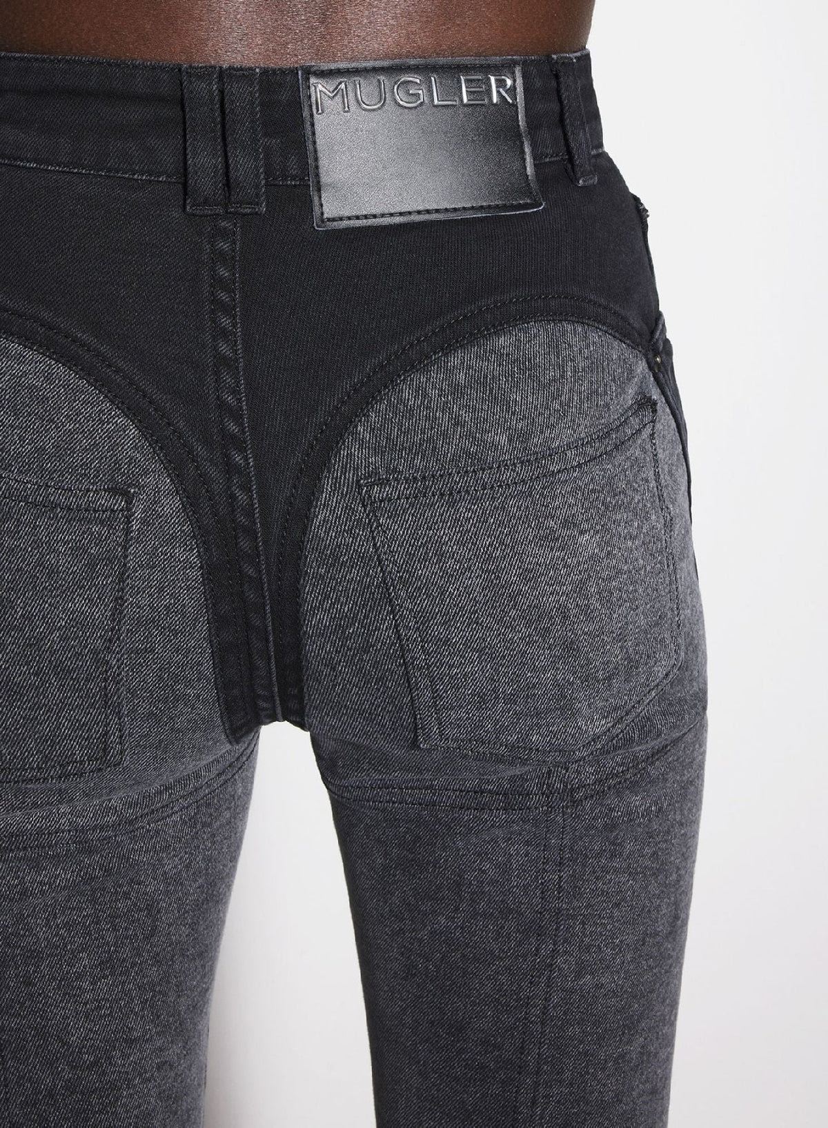 WASHED BLACK / BLACK // black bi-color skinny jeans
