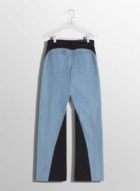 BLUE BI-COLOR STRAIGHT LEG JEANS