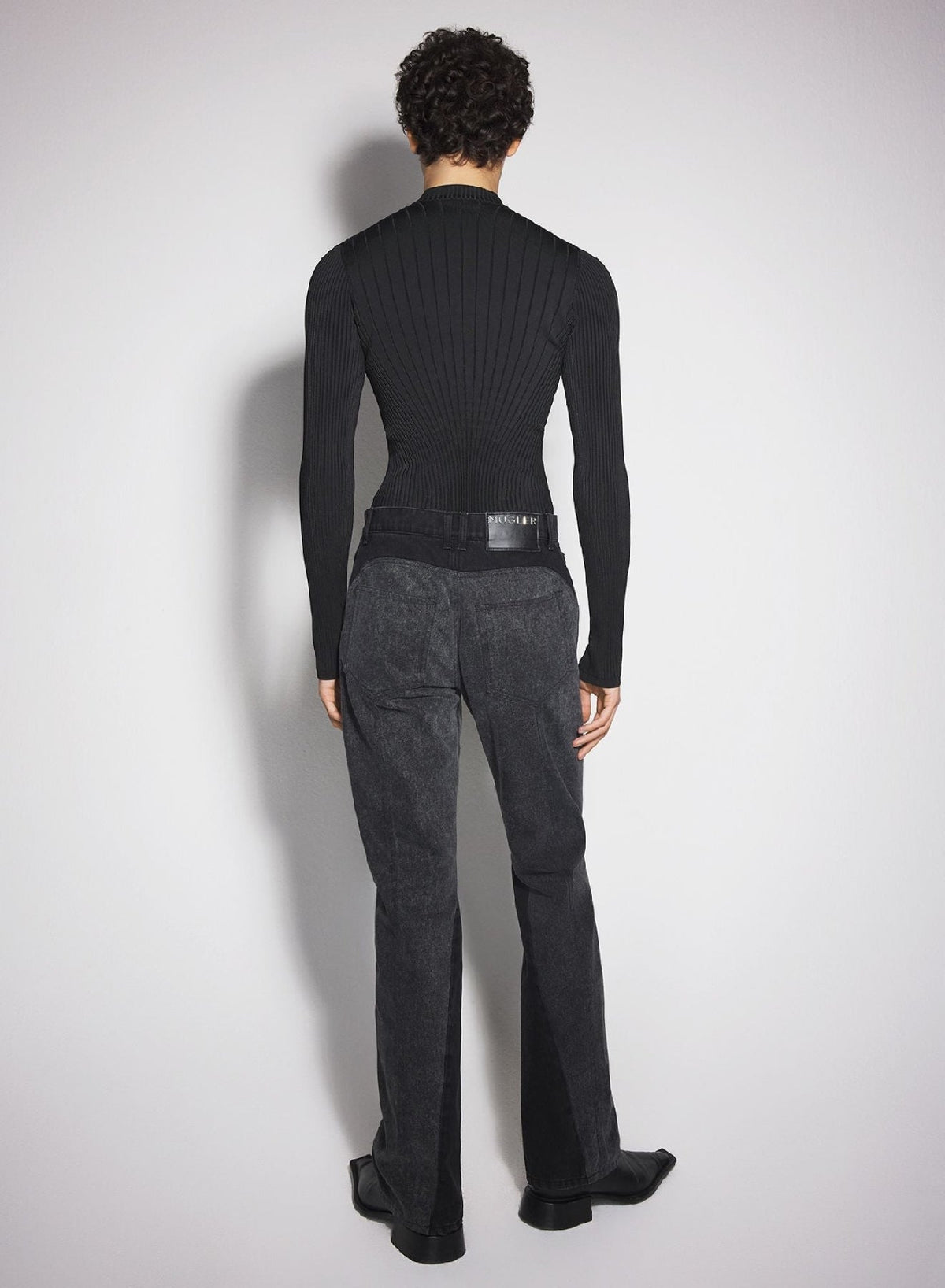 WASHED BLACK / BLACK // black bi-color straight leg jeans