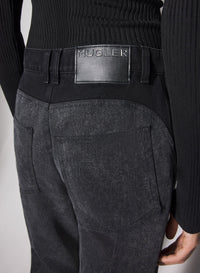 BLUE BI-COLOR STRAIGHT LEG JEANS