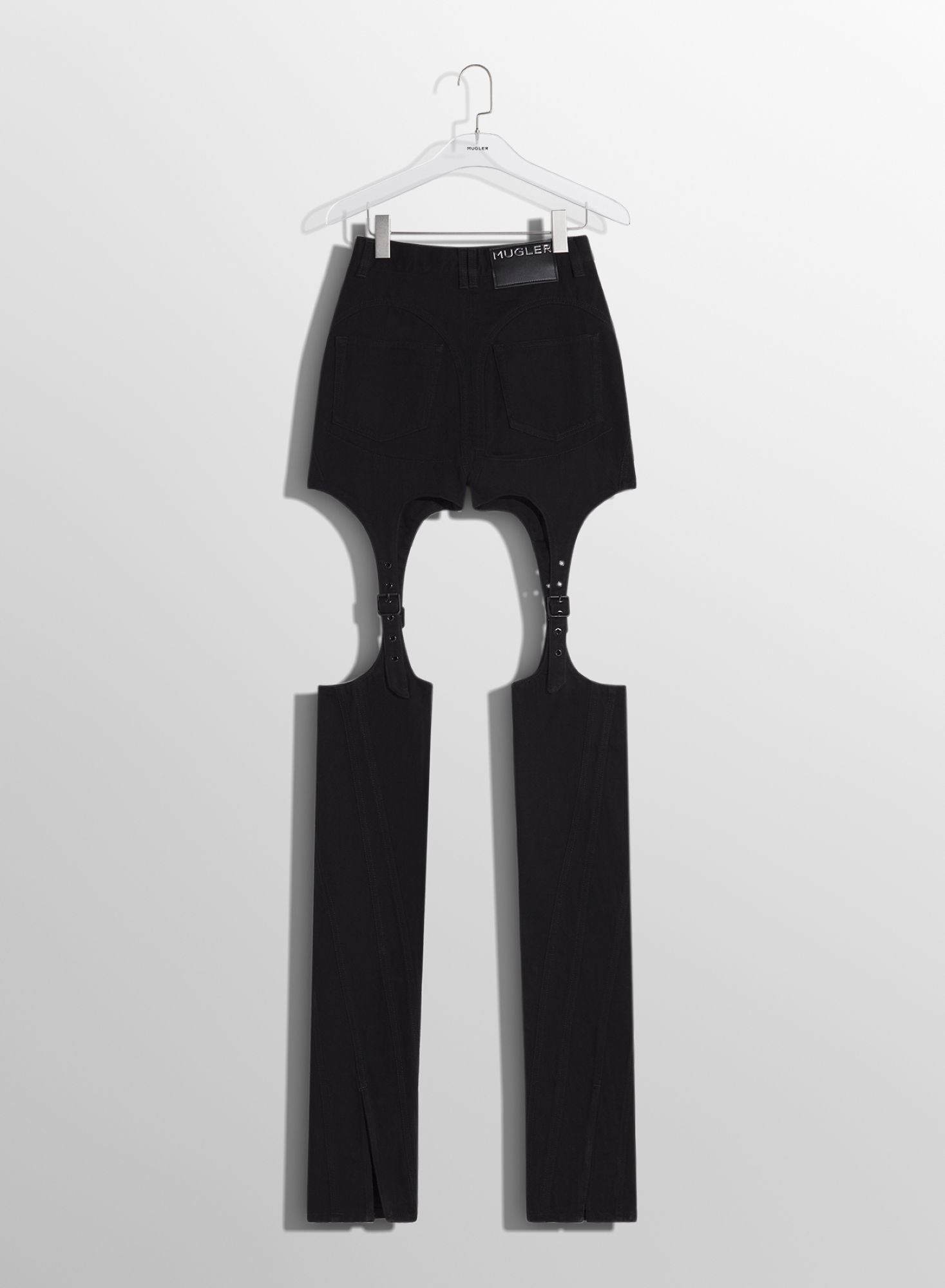 BLACK BUCKLED CHAPS SKINNY JEANS