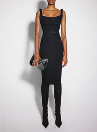 BLACK/BLACK // black buckled denim dress