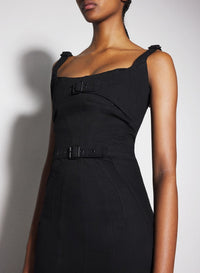 BLACK/BLACK // black buckled denim dress