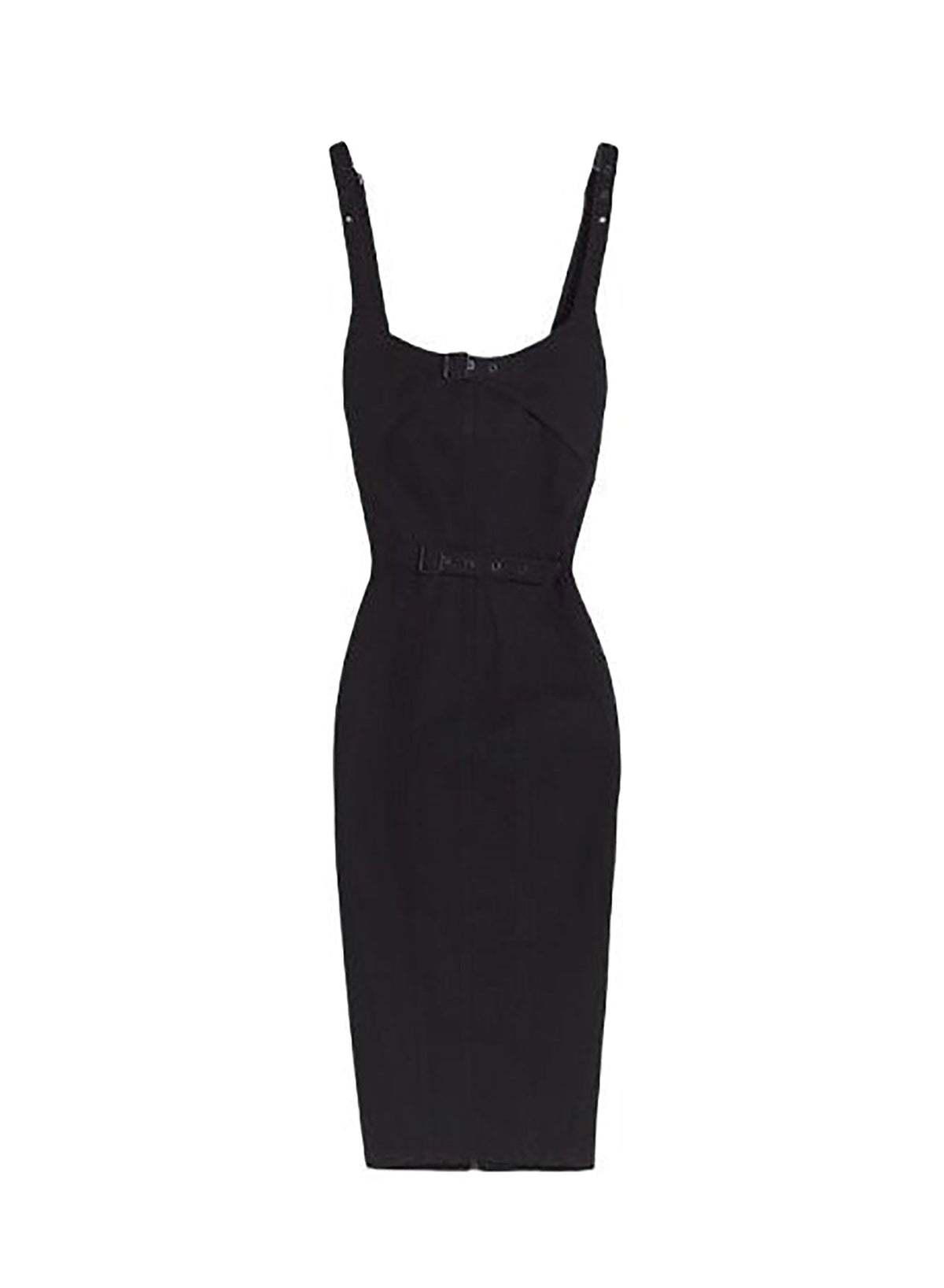 BLACK/BLACK // black buckled denim dress