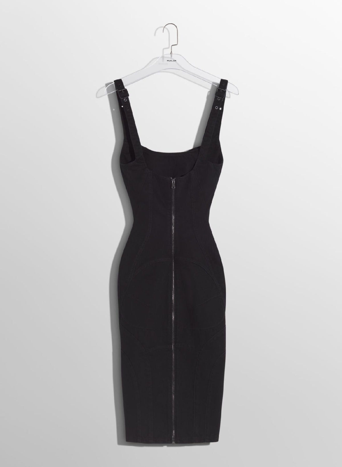 BLACK/BLACK // black buckled denim dress