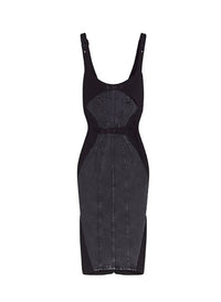 WASHED BLACK / BLACK // washed black buckled denim dress